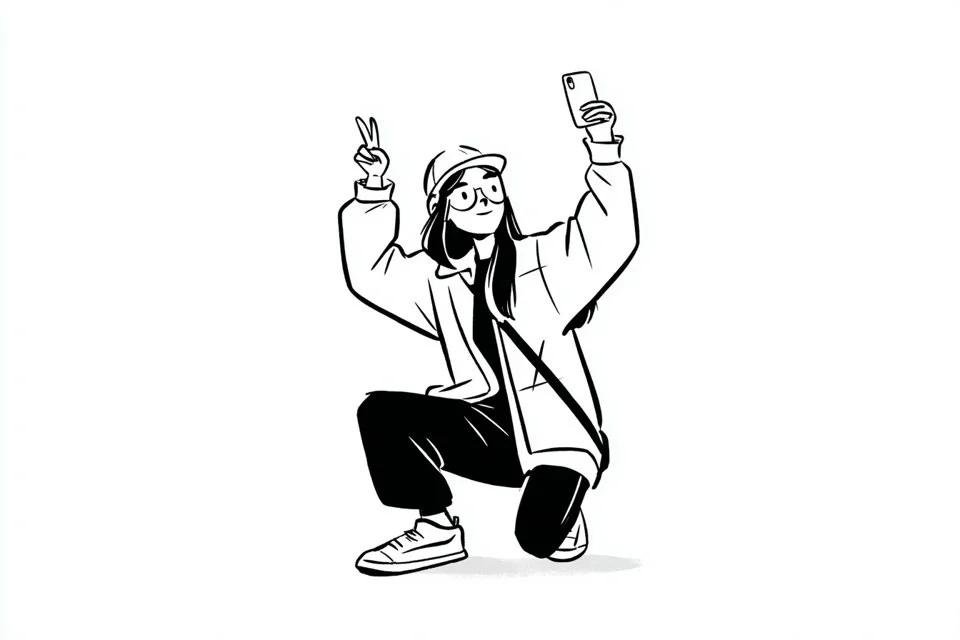 简约黑白墨水人物插图预览图像