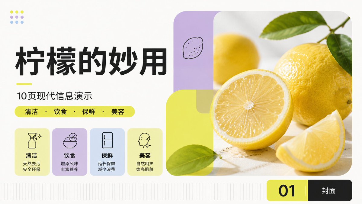 现代柠檬使用PPT封面预览图