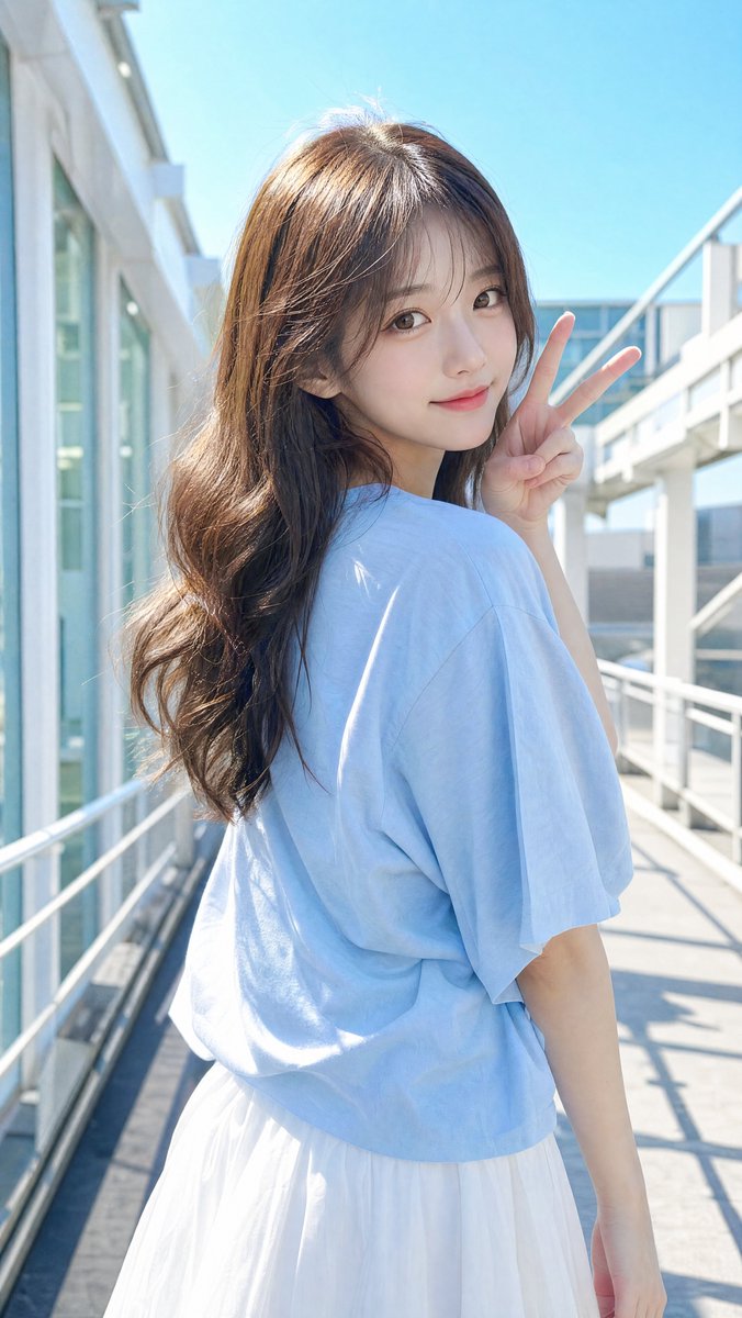 东亚女性比和平手势预览图