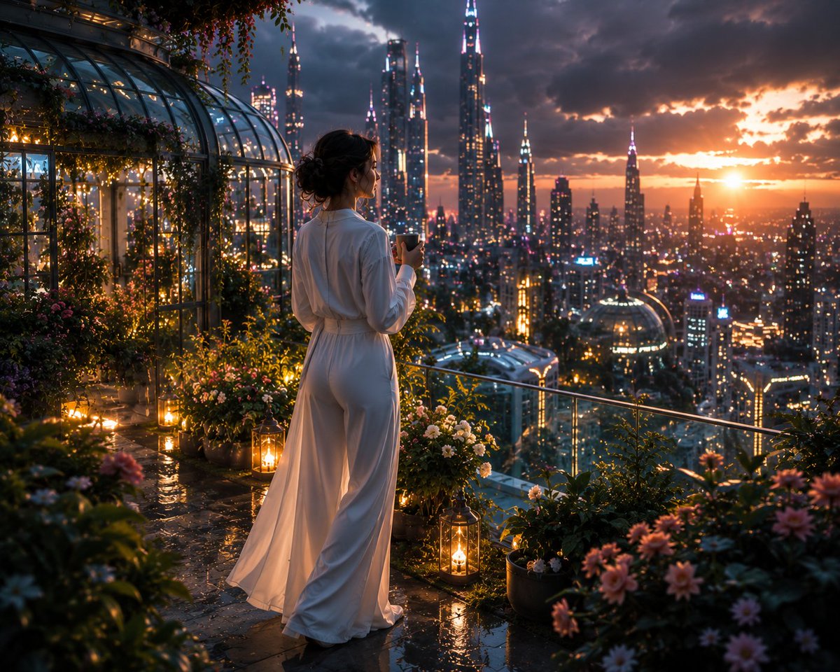 未来主义豪华屋顶花园预览图
