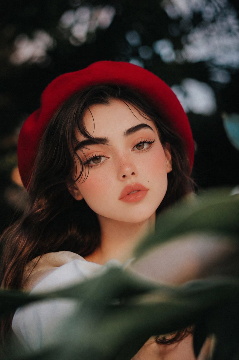Dreamy Red Beret Garden Portrait preview image