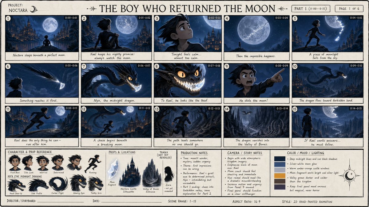 Dark Fantasy Animation Storyboard Sheet preview image