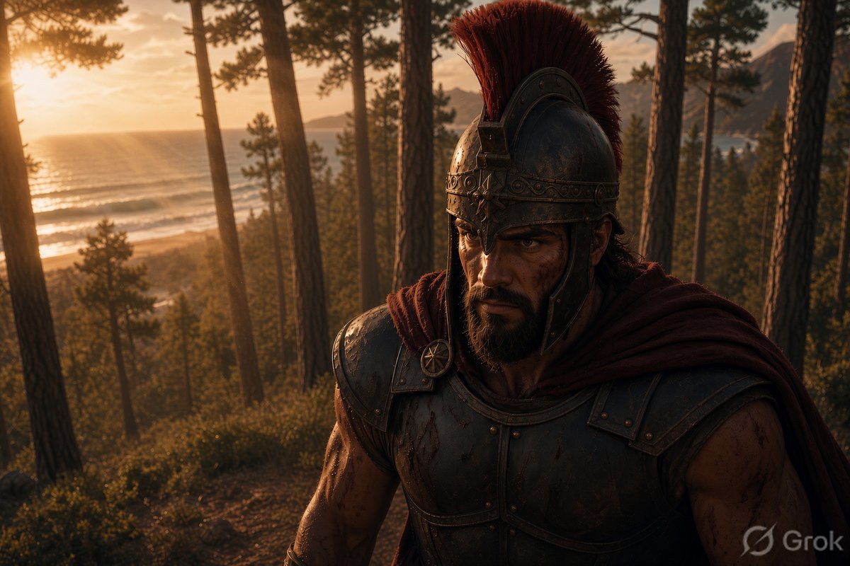 Spartan Warrior in Coastal Pine Forest preview image