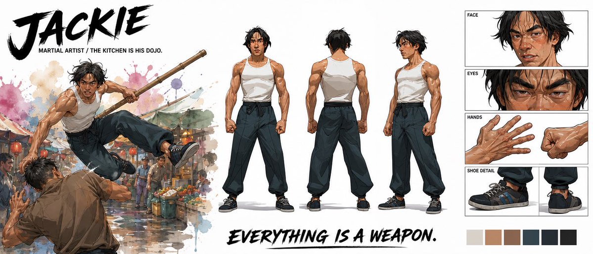 Cinematic Martial Artist Character Bible preview image
