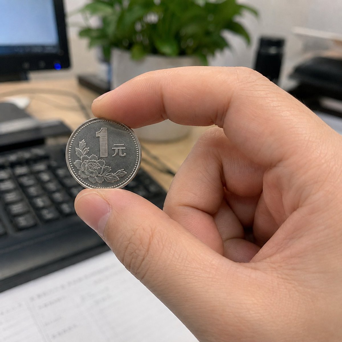 Hand Pinching One-Yuan Coin preview image