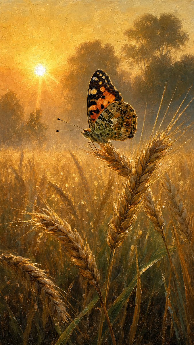 Butterfly Golden Hour Painting preview image