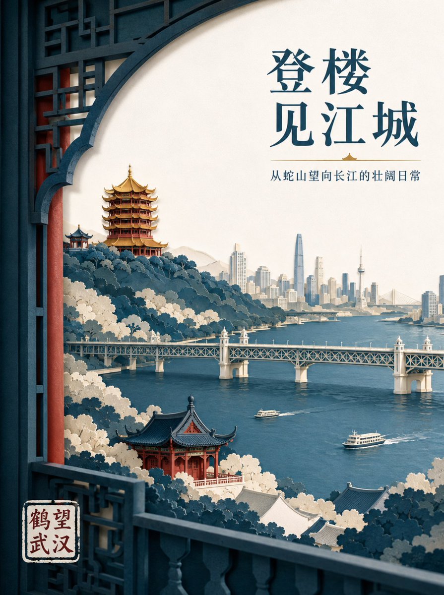 Wuhan Paper Cut Illustration Poster preview image