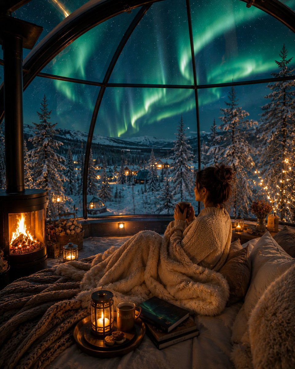 Luxury Arctic Glass Dome Under Northern Lights preview image