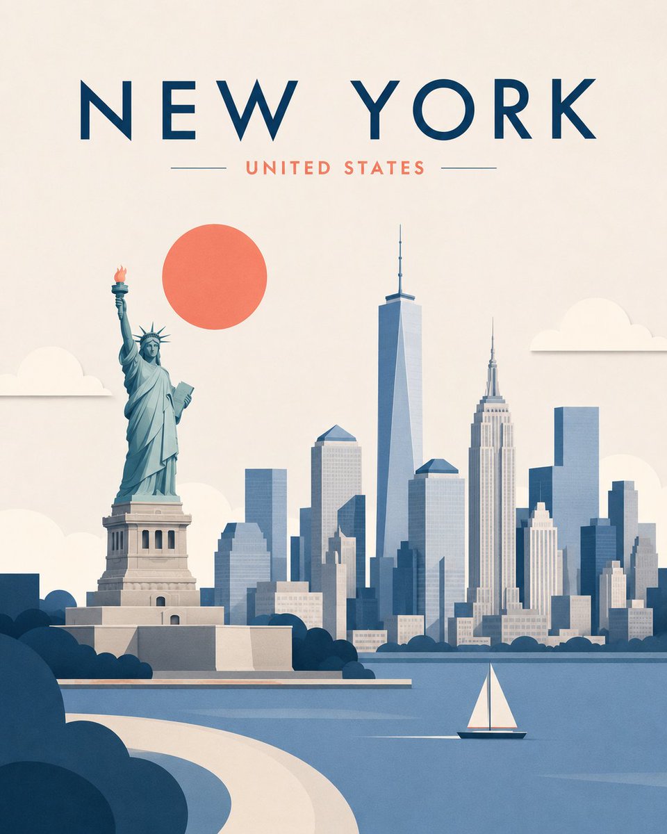 Minimalist Layered Travel Poster Illustration preview image