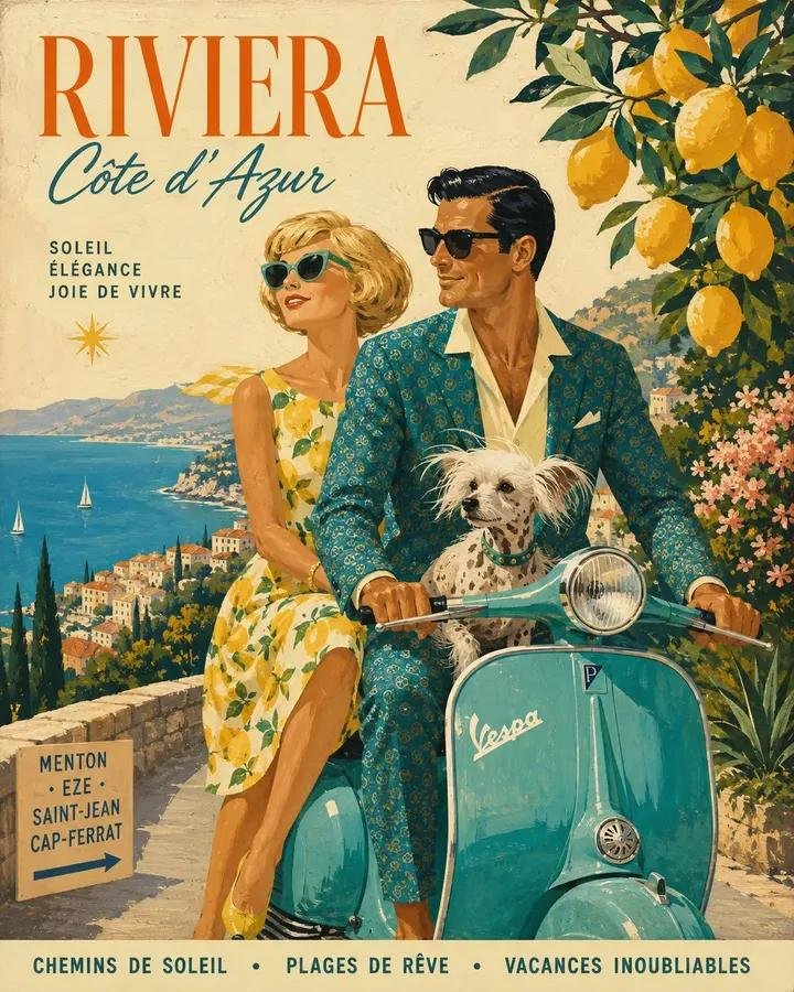 1960s European Travel Ad Illustration preview image