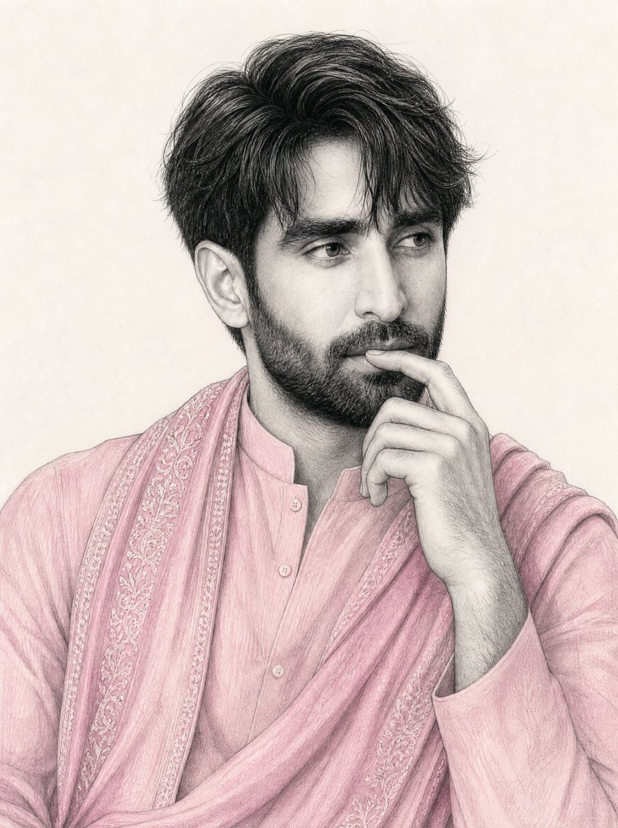 South Asian Man Graphite Drawing preview image