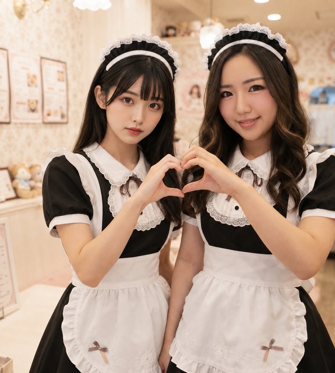 Two Maid Cafe Girls Making a Heart preview image