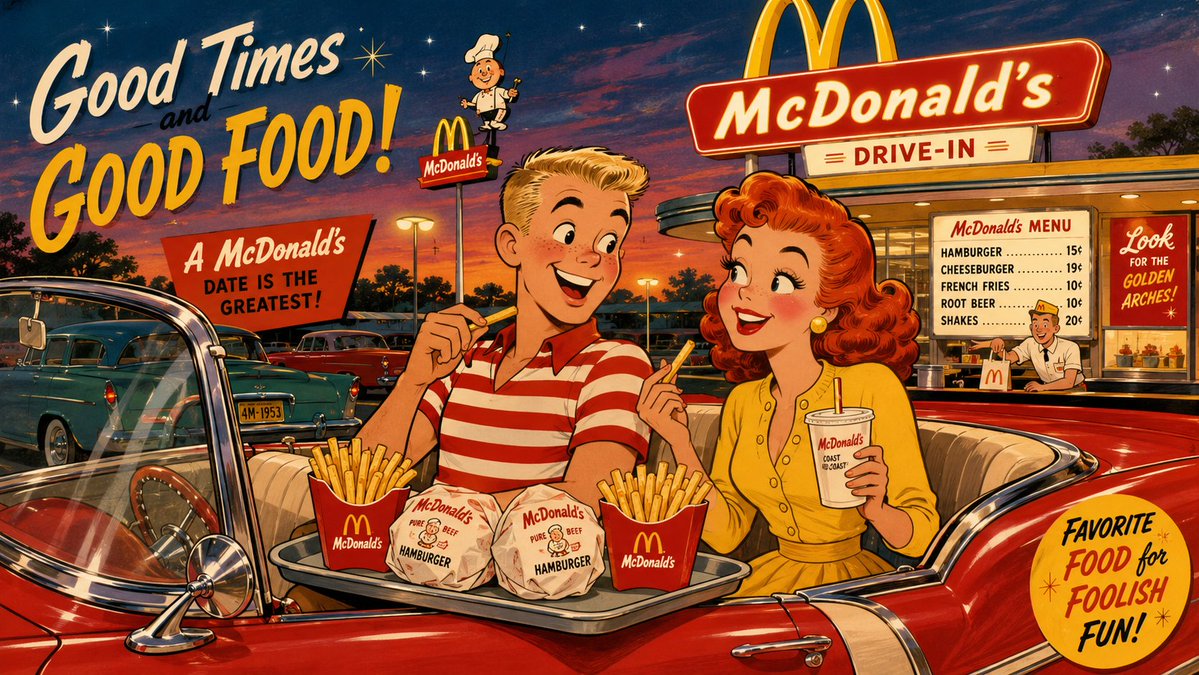 Mid-century McDonald's Drive-In Cartoon preview image