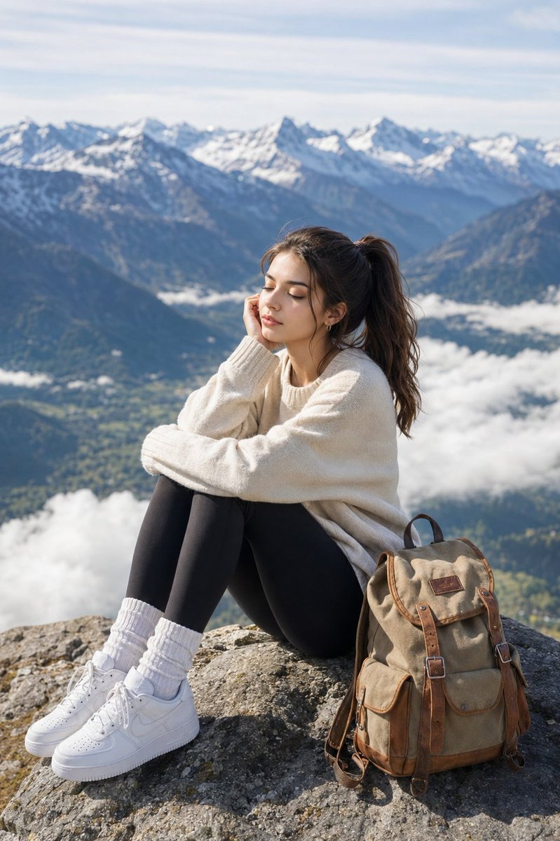 Woman enjoying mountain scenery preview image
