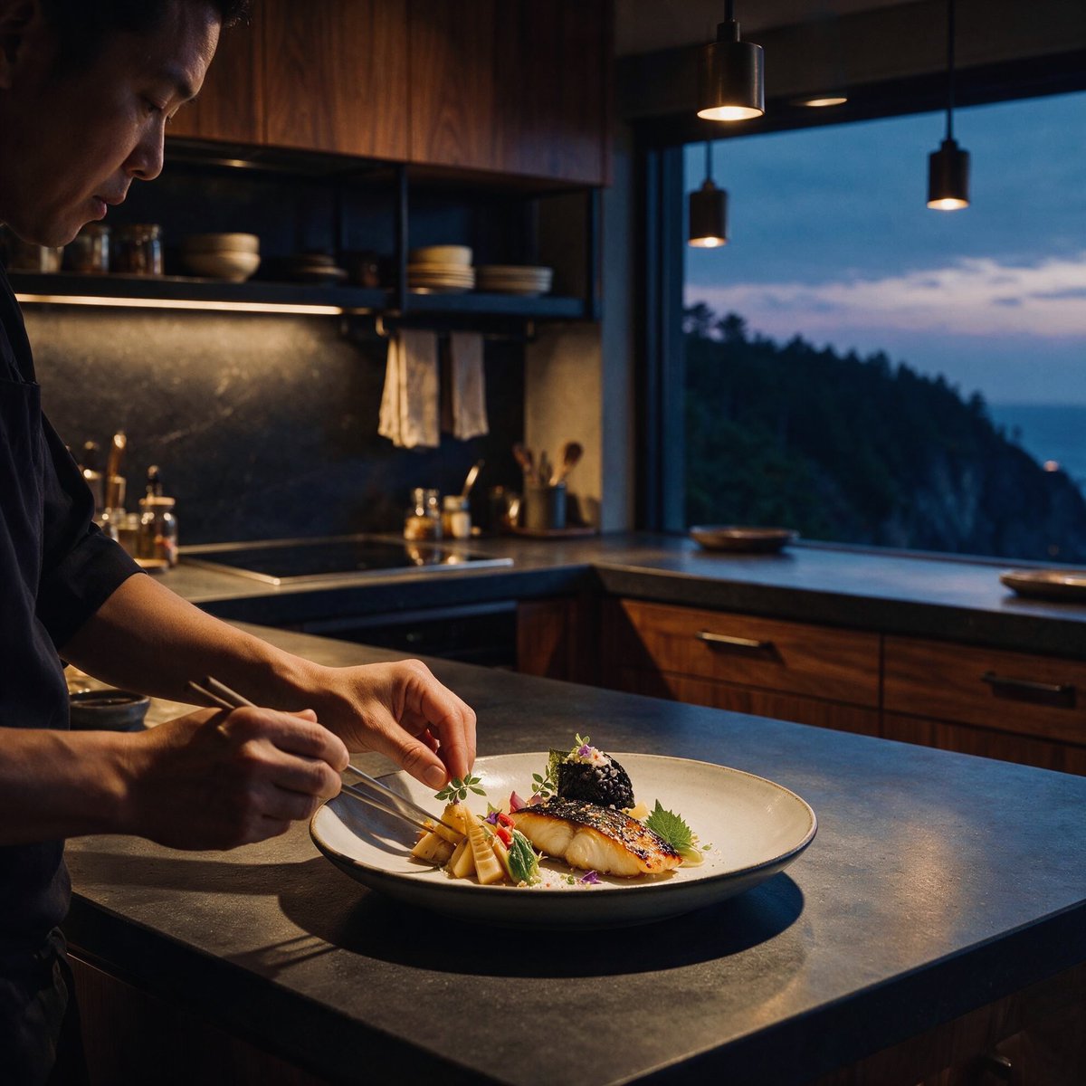 Cinematic Chef Plating at Dusk preview image