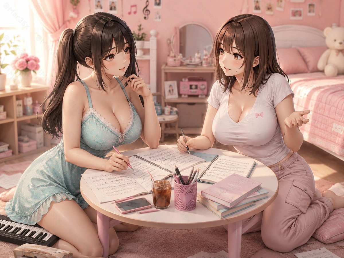 Pastel Anime Music Composition Scene preview image