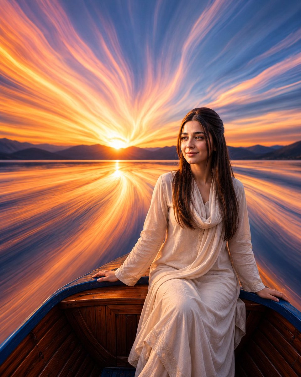 Cinematic Sunset Lake Boat Portrait preview image