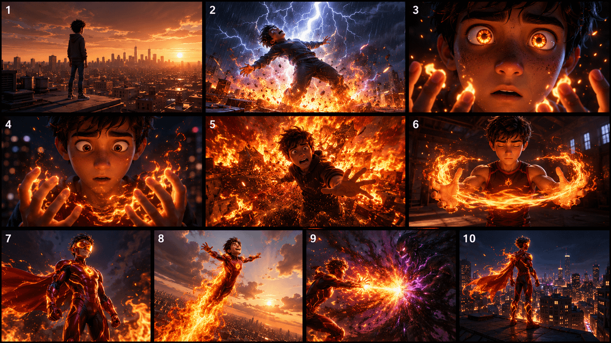 Pixar Style Superhero Storyboard preview image