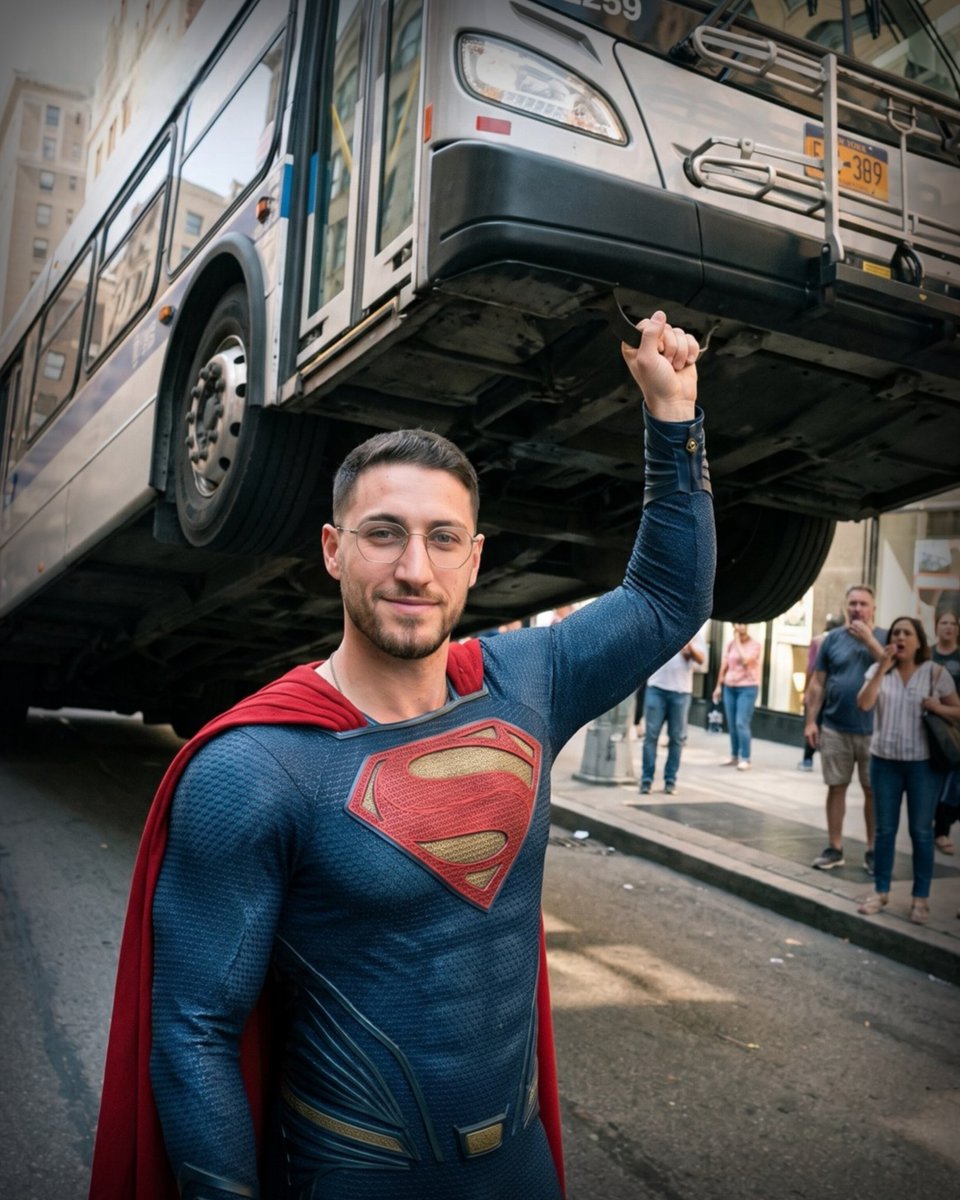 Candid Superman Lifting Bus preview image