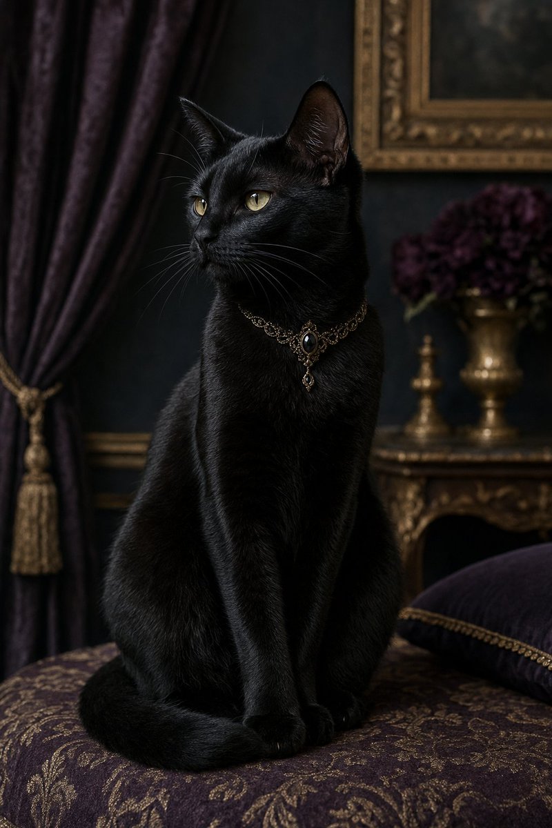 Regal Black Cat in Victorian Interior preview image