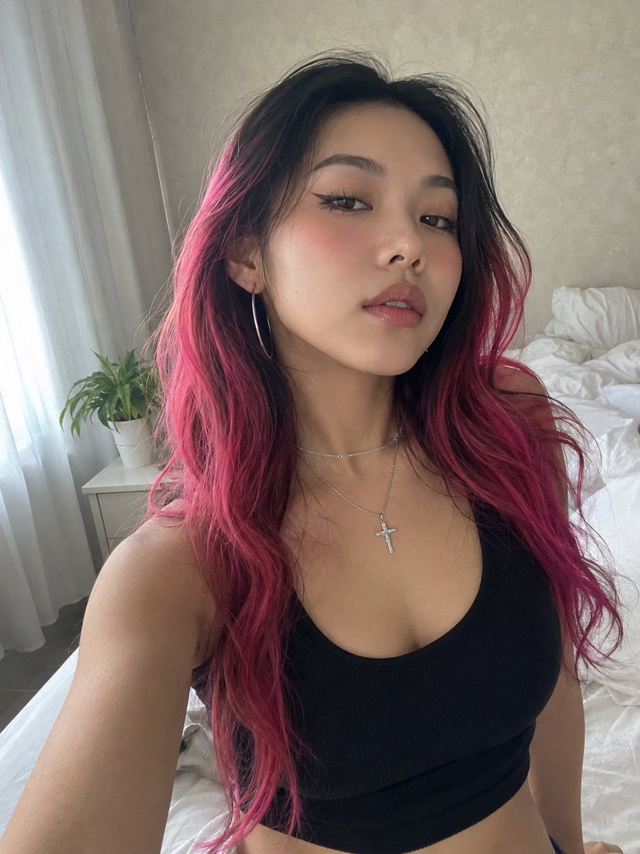 Pink Hair Bedroom Selfie Photography preview image