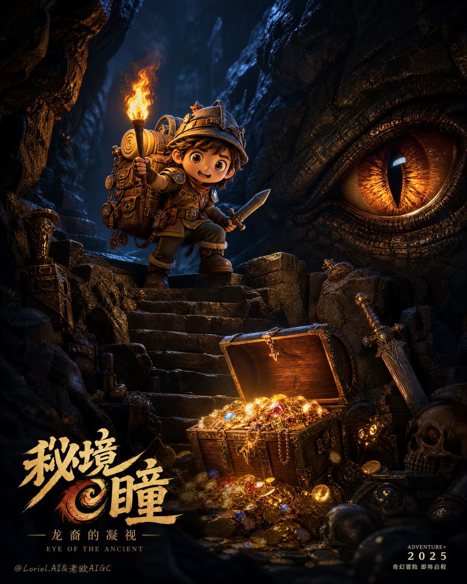 Chibi Explorer Dragon Cave Poster preview image