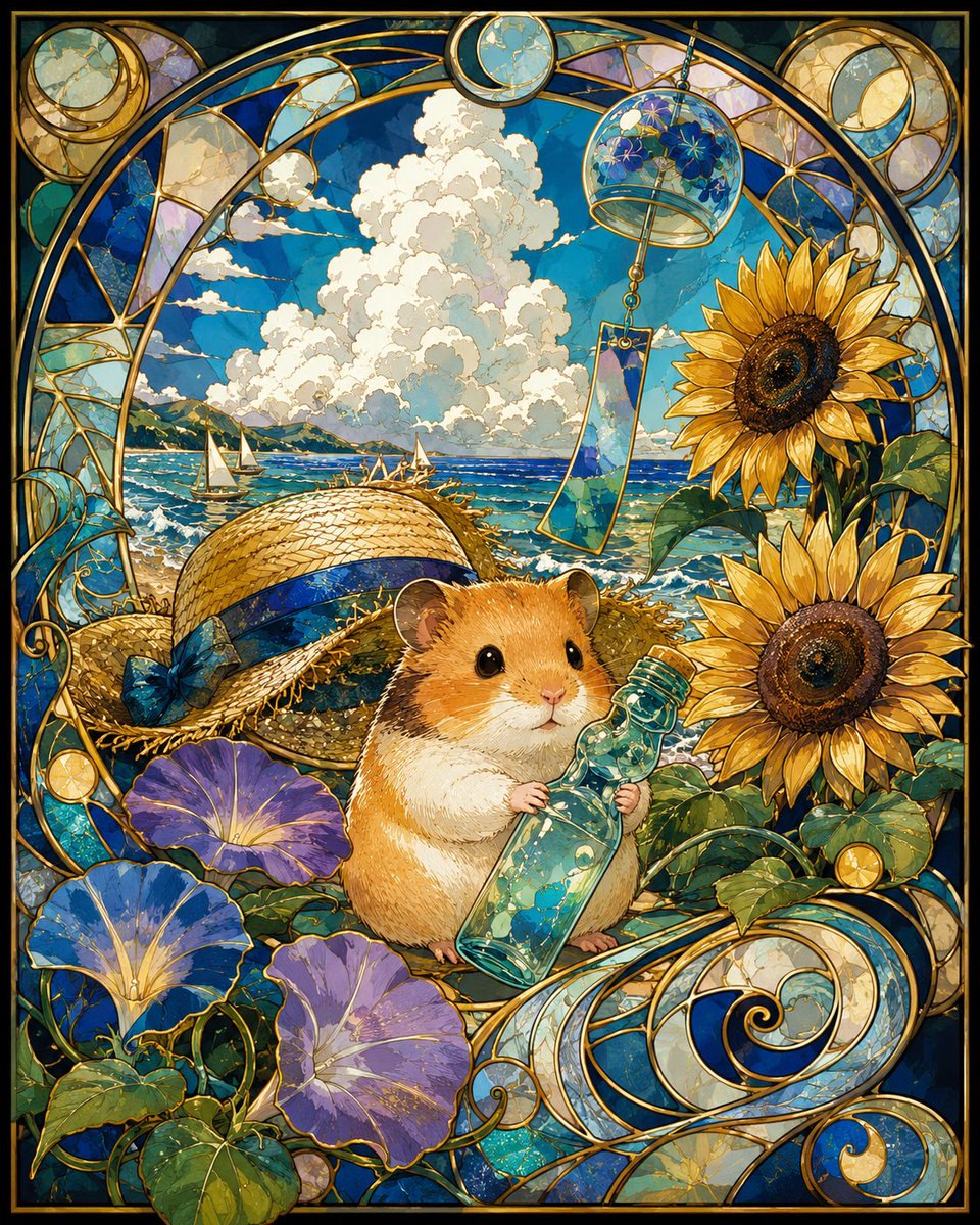 Stained Glass Hamster Summer Vacation preview image