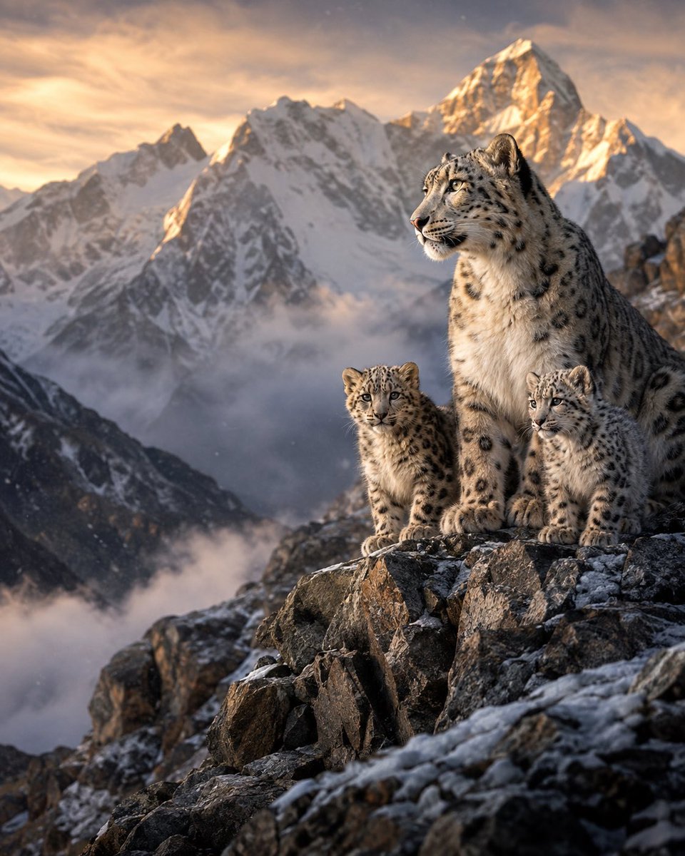 Snow Leopard Family in Himalayas preview image