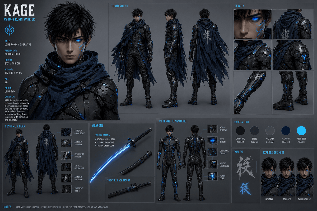 Cyborg Ronin Character Sheet preview image