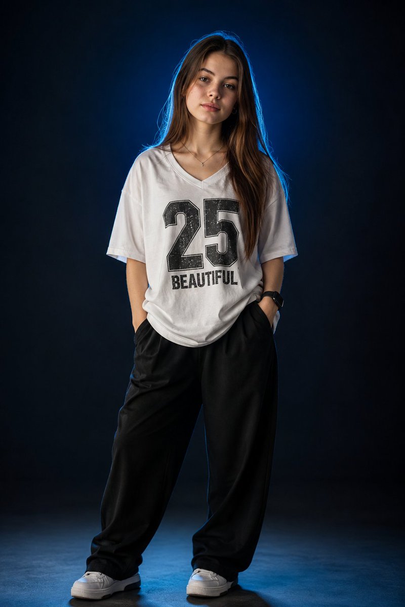 Fashion Studio Portrait with Blue Rim Lighting preview image
