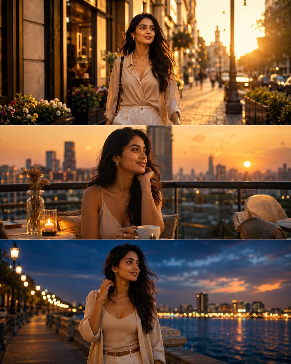 Indian Woman Golden Hour Story Triptych preview image