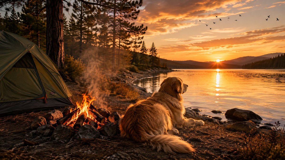 Golden Retriever Mountain Sunset Photography preview image