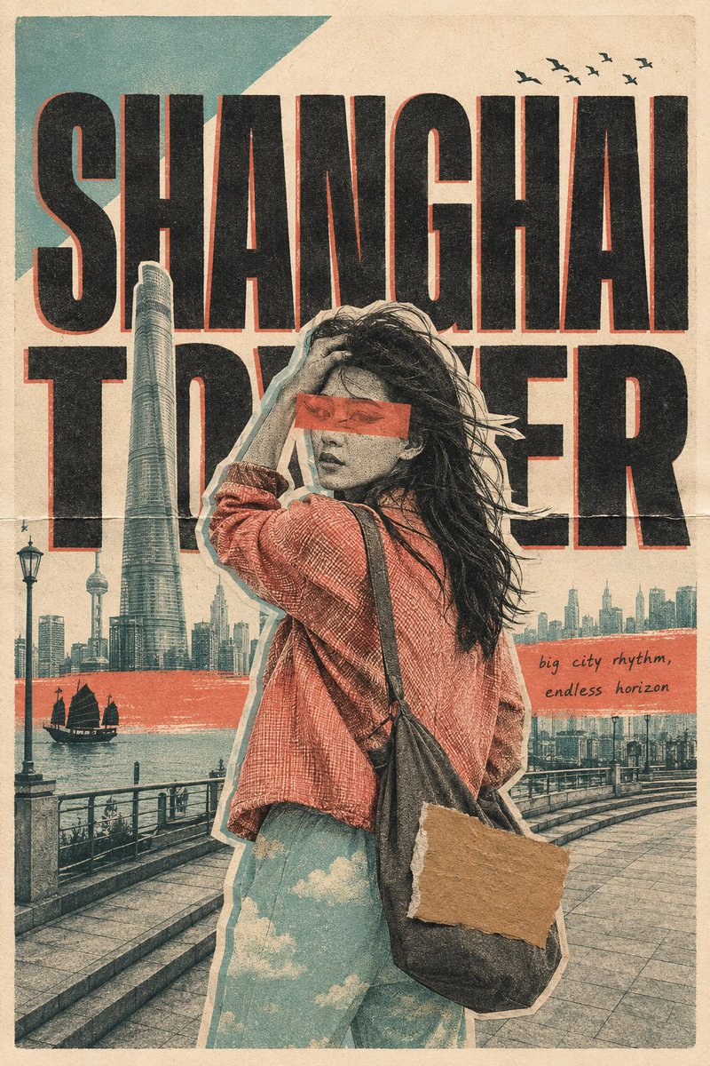 Risograph Collage Travel Poster preview image