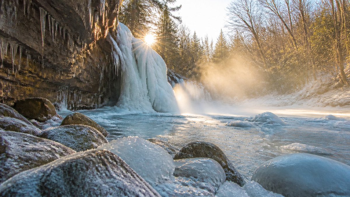Frozen Waterfall Sunlit Crystal Landscape preview image