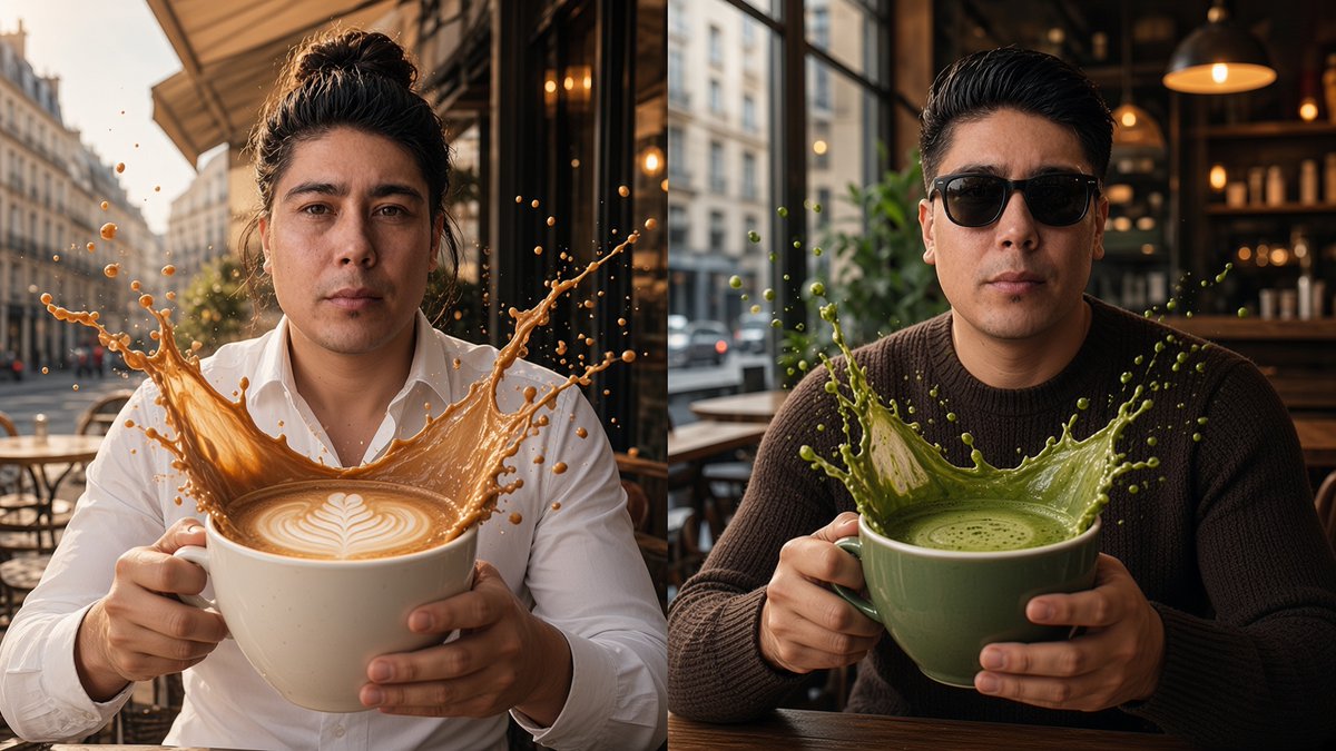 Split-Screen Surreal Café Portrait preview image