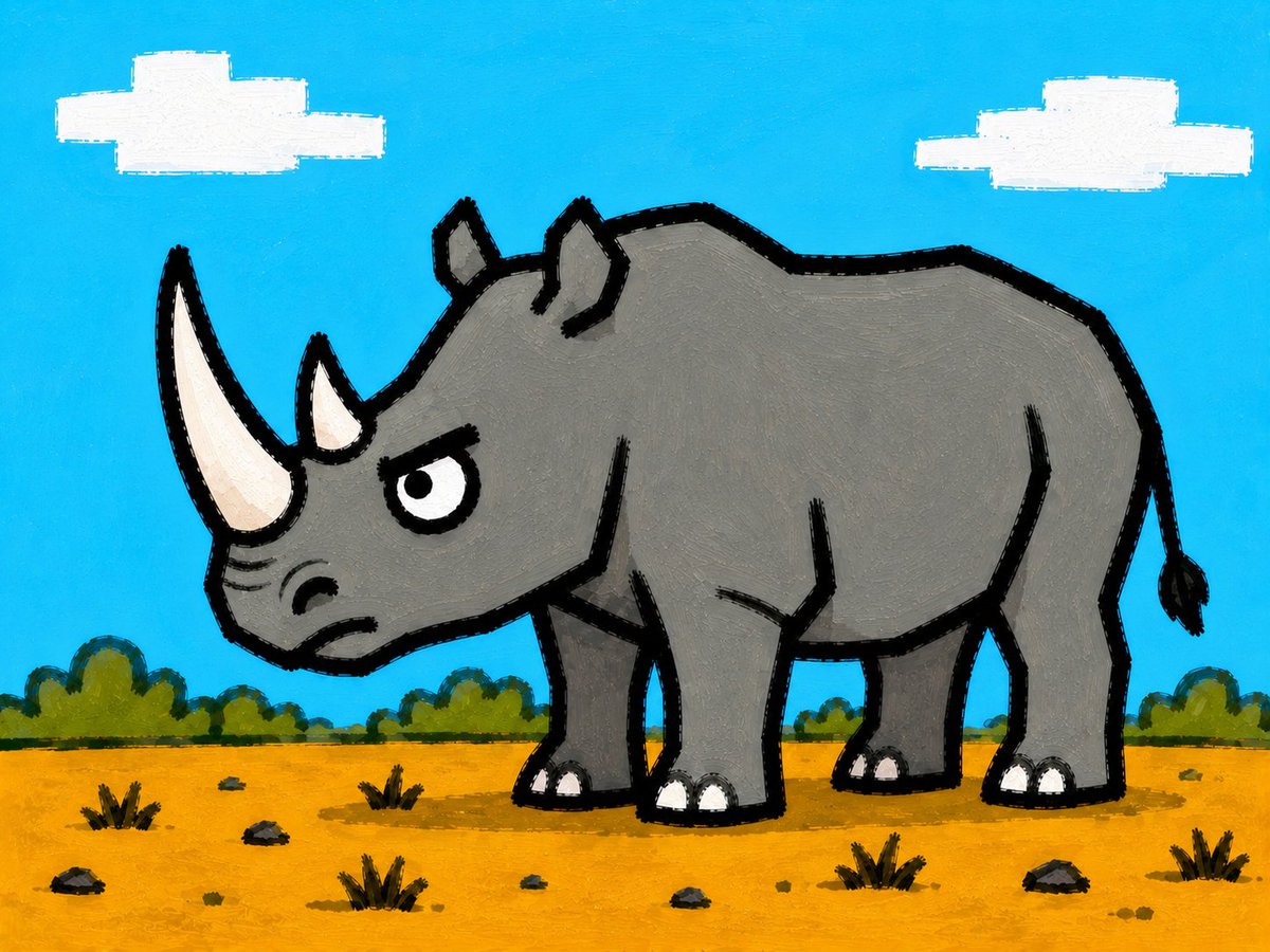 Grumpy Rhino Storybook Illustration preview image