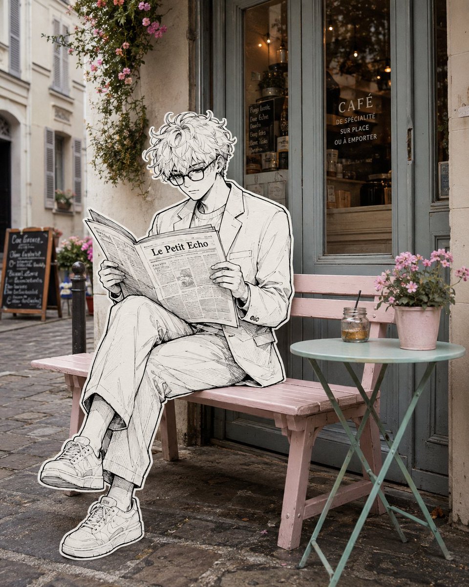 Parisian Café Mixed Media Illustration preview image