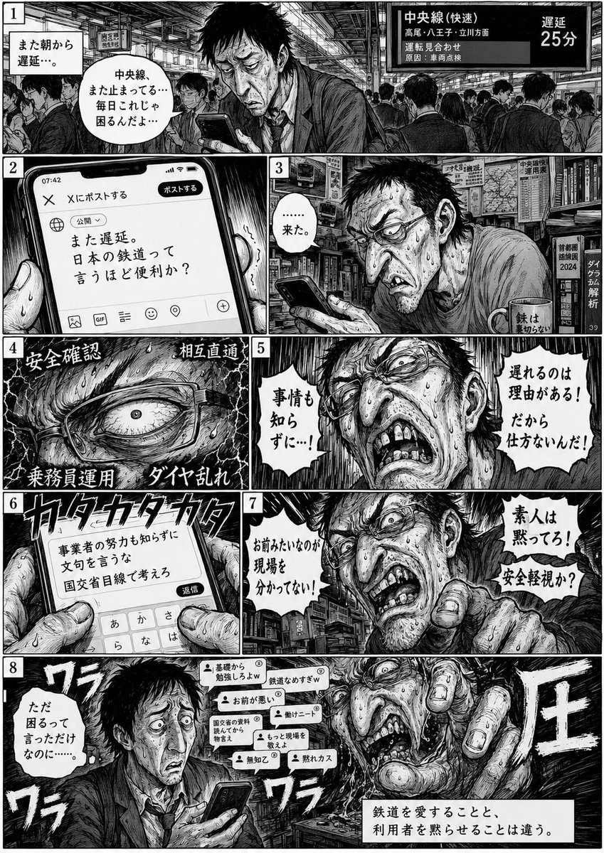 Eight-Panel Train Delay Manga preview image