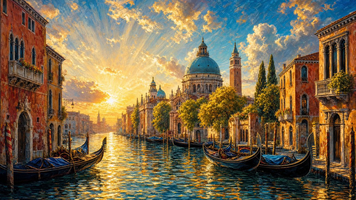 Venetian Canal Travel Poster Painting preview image