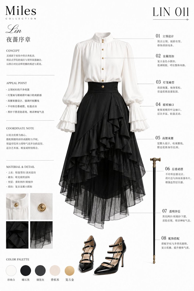 French Preppy Gothic Fashion Style preview image