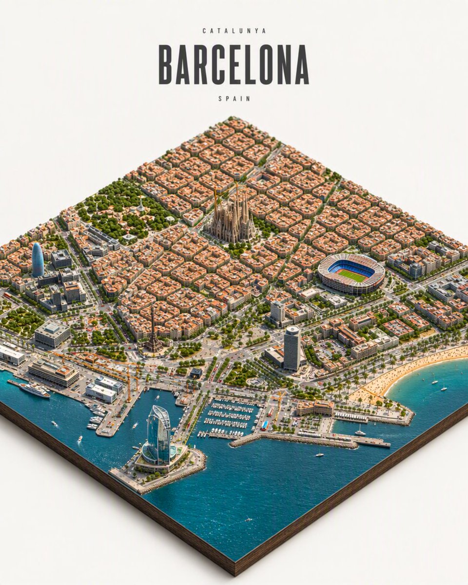 Isometric Barcelona City Diorama preview image