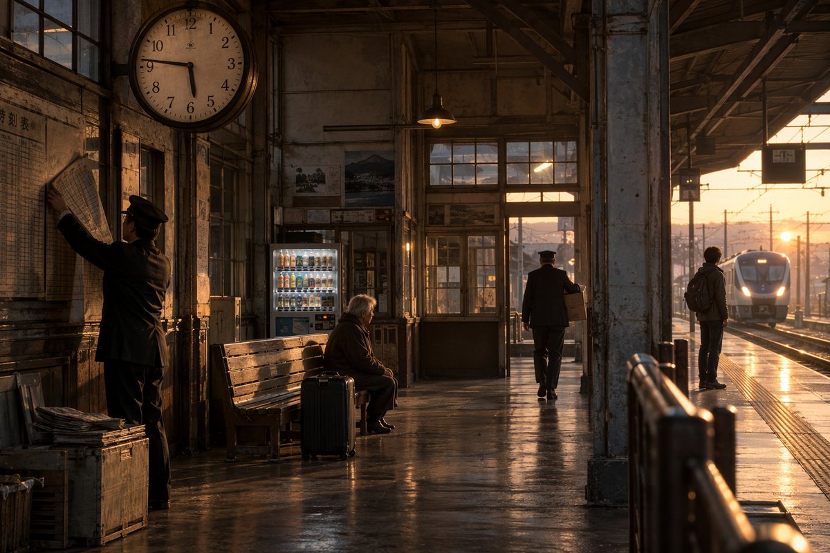 Old Japanese Station at Sunset preview image