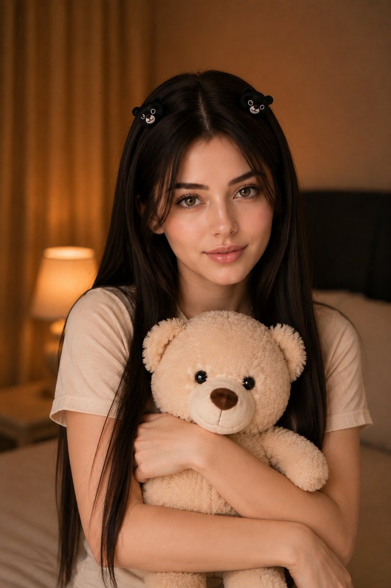 Woman Holding Teddy Bear Portrait preview image