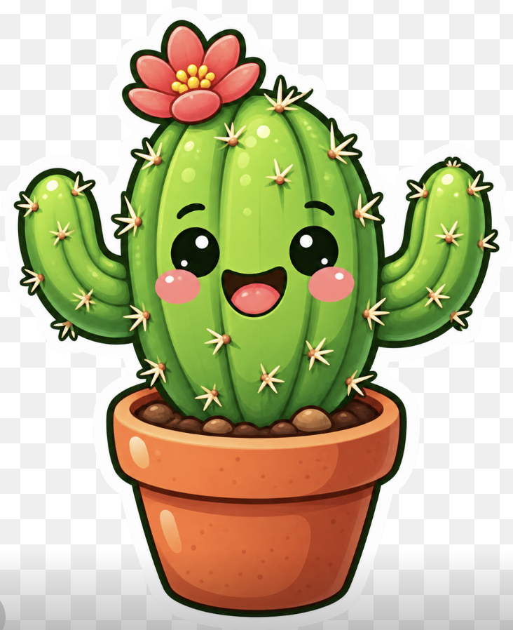 Kawaii Cactus Sticker preview image