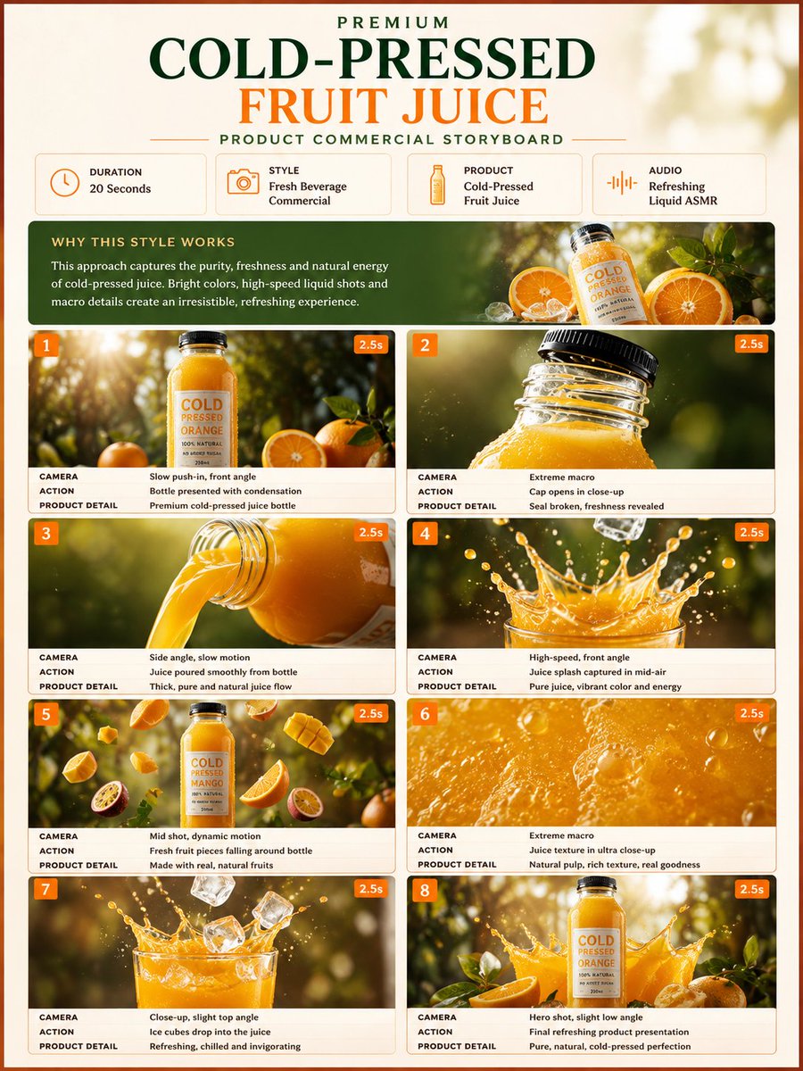 Fruit Juice Commercial Storyboard preview image
