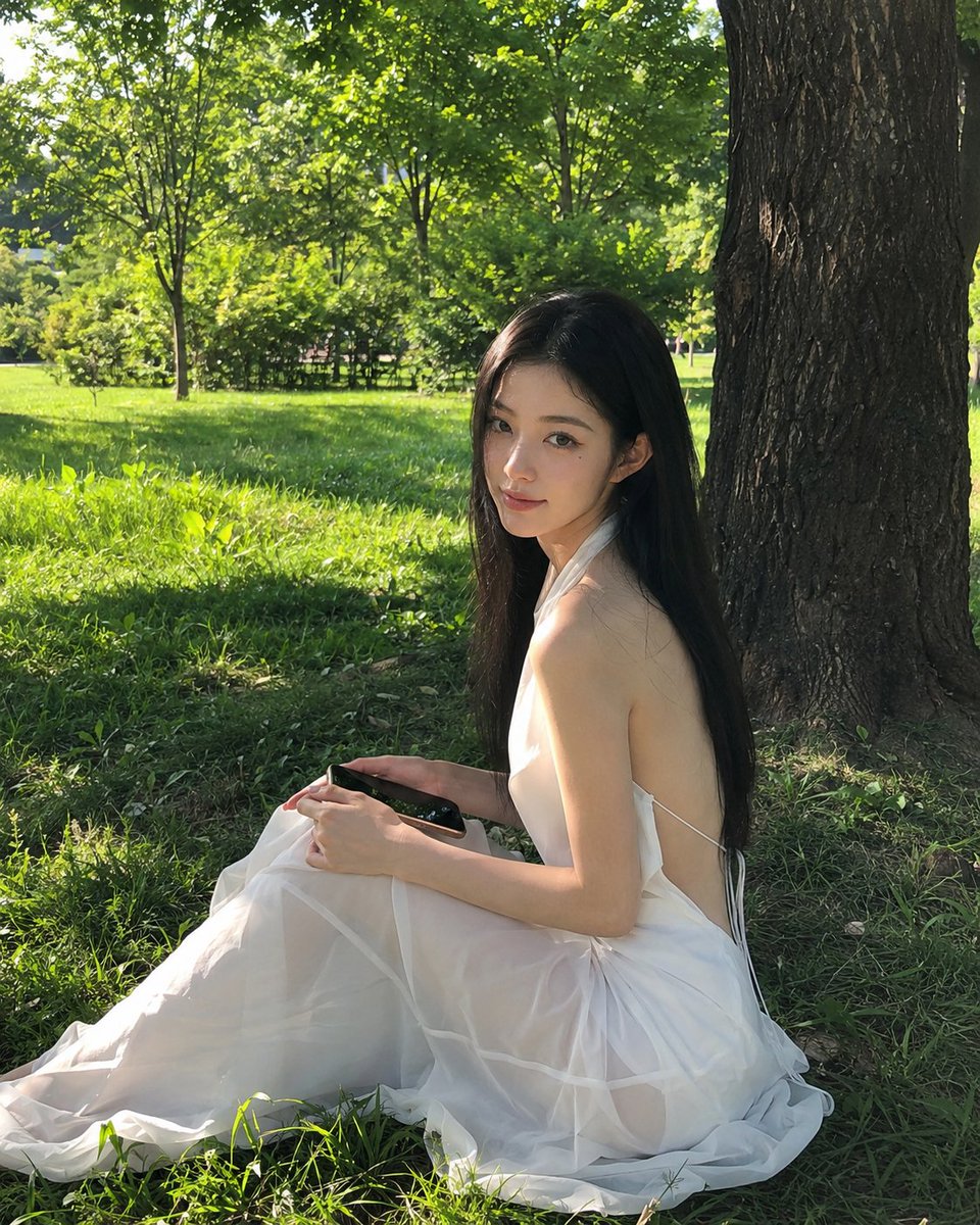 Sunny Park Portrait in White Dress preview image