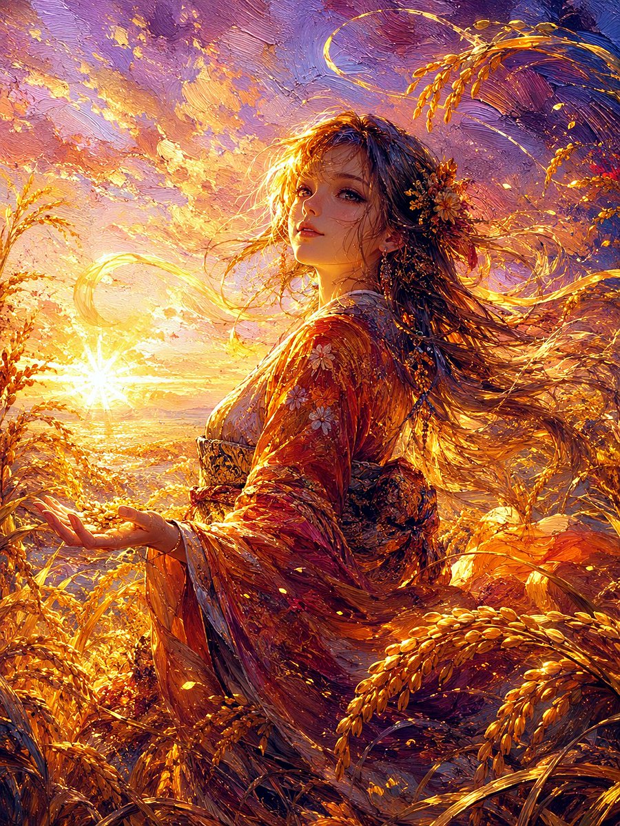 Impasto Harvest Maiden at Sunset preview image
