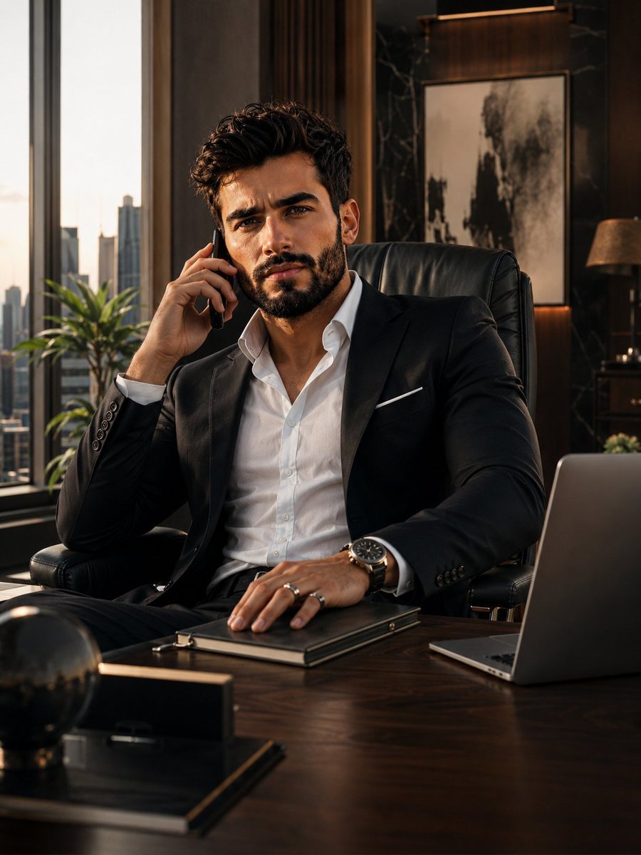 Cinematic Luxury CEO Office Portrait preview image