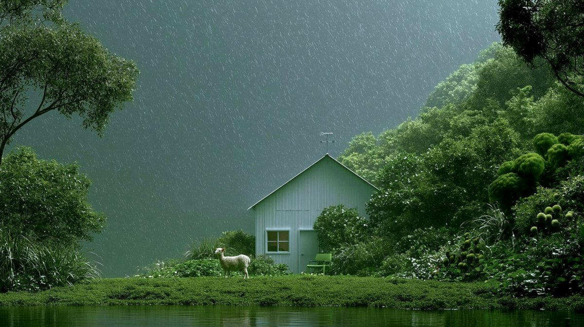 Rainy Cottage Garden With Sheep preview image