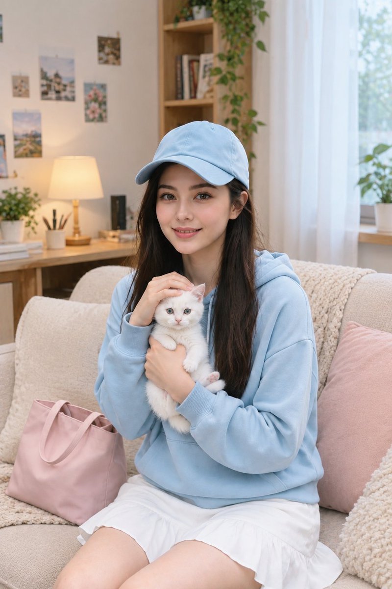 Cozy Home Lifestyle Portrait with Kitten preview image